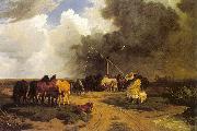 Lotz, Karoly Stud in a Thunderstorm oil painting reproduction